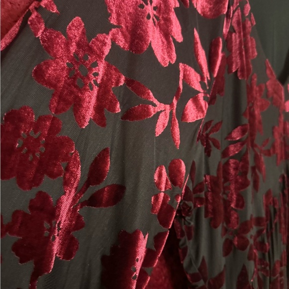 Elegant Red Floral Velvet Dress - Picture 3 of 3